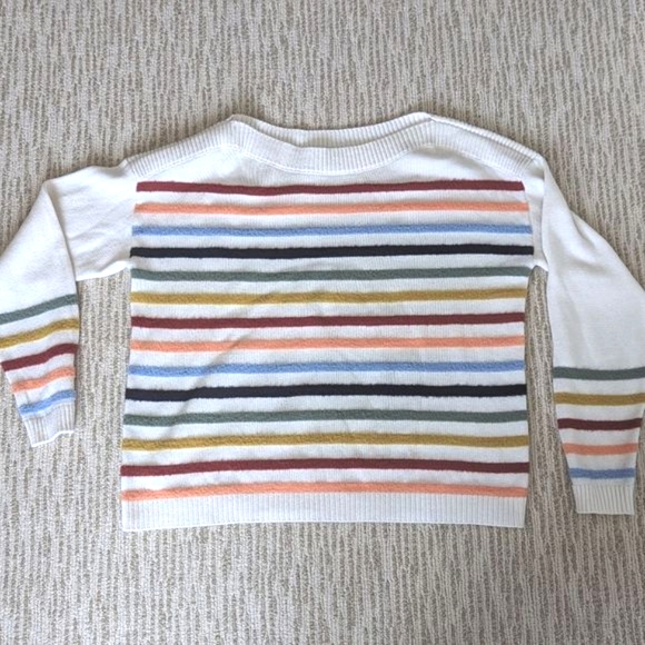 Oversized LOFT Fuzzy Striped Sweater Whipped Cream Multi New. S - Picture 6 of 14